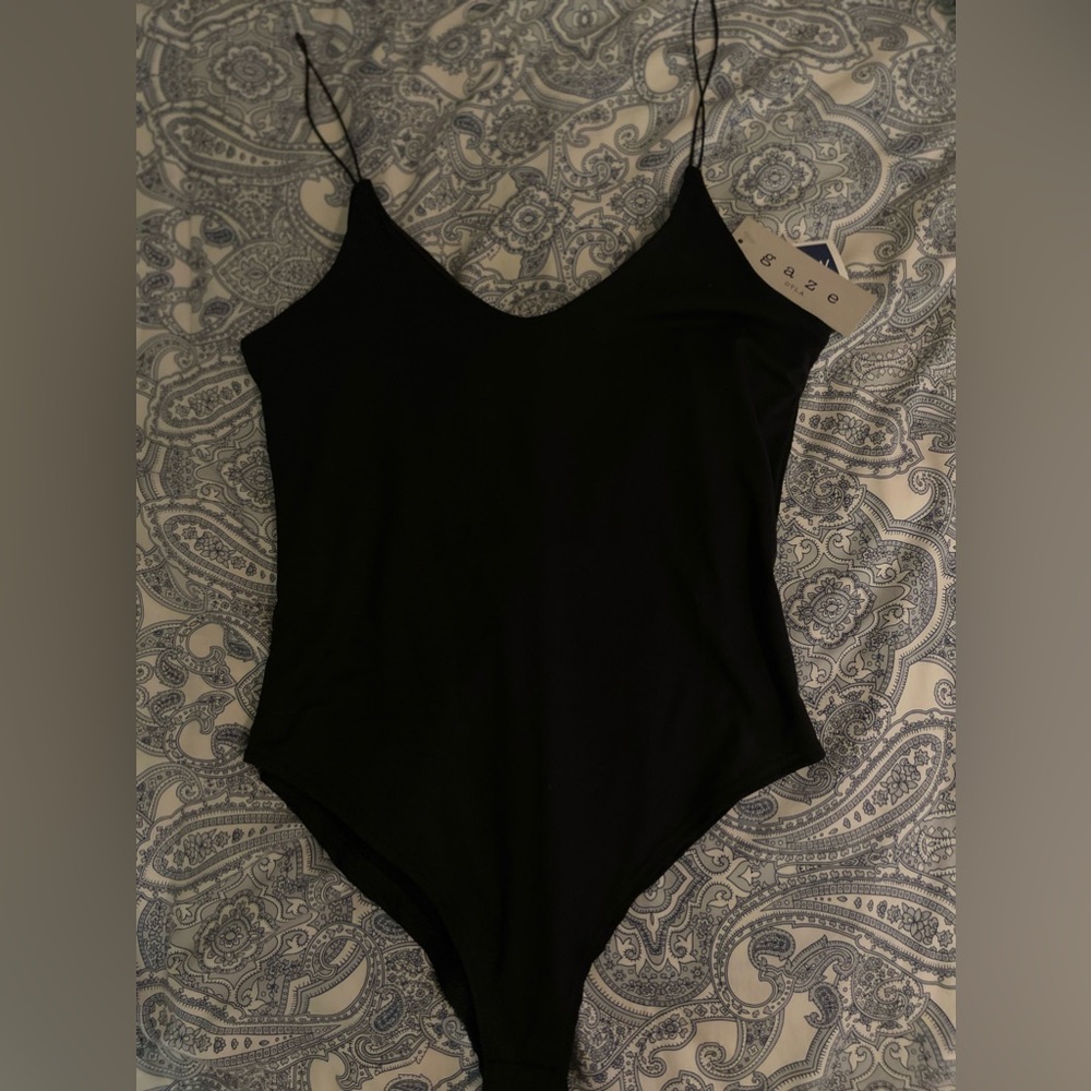 Black Spaghetti Strap Bodysuit